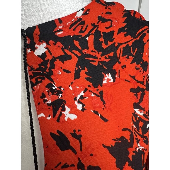 Karina Grimaldi Pilar Print Long Sleeve Deep V-Neck Blouson Mini Dress Medium - Picture 5 of 10